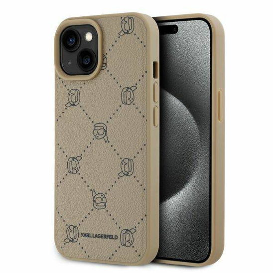 Original Case IPHONE 15 Karl Lagerfeld Karl Head MagSafe (KLHMP15SPGKHPHE) beige