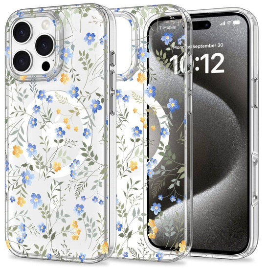 Case IPHONE 16 PRO MAX Tech-Protect MagMood MagSafe Spring Flowers transparent