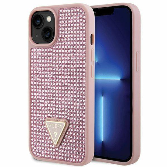 Original Case IPHONE 14 PLUS Guess Hardcase Rhinestone Triangle (GUHCP14MHDGTPP) pink