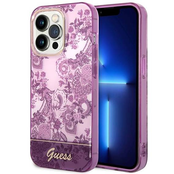 Original Case IPHONE 14 PRO MAX Guess Hardcase Porcelain Collection (GUHCP14XHGPLHF) pink