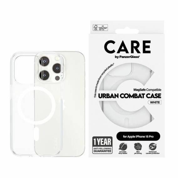 Case APPLE IPHONE 15 PRO CARE by PanzerGlass Urban Combat Case MagSafe (1418) white