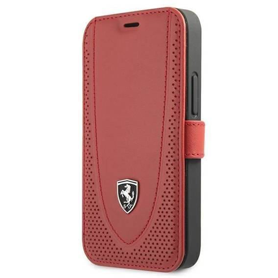 Original Case IPHONE 12 MINI Ferrari Book Off Track Perforated (FEOGOFLBKP12SRE) red