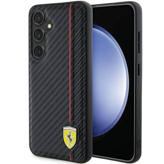 Original Case SAMSUNG GALAXY S24+ Ferrari Hardcase Carbon Printed Line (FEHCS24MN3DUR) black