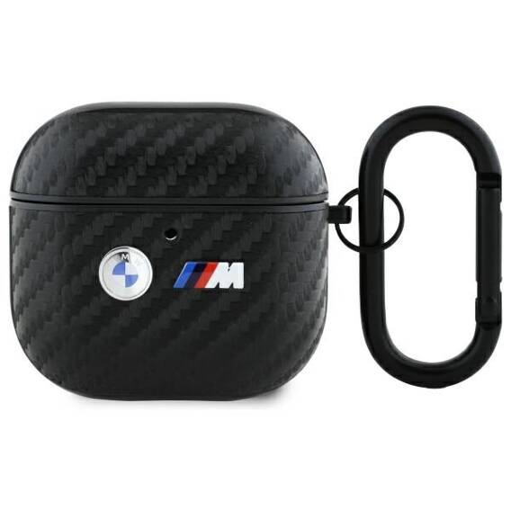 Oryginalne Etui APPLE AIRPODS 4 BMW Carbon Double Metal Logo (BMA4WMPUCA2) czarne