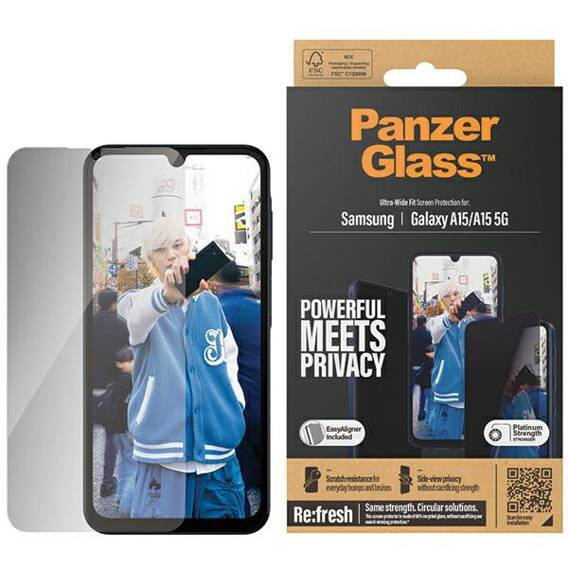 Tempered Glass GALAXY A15 4G / 5G PanzerGlass Ultra-Wide Fit Privacy Screen Protection Easy Aligner Included (P7349)