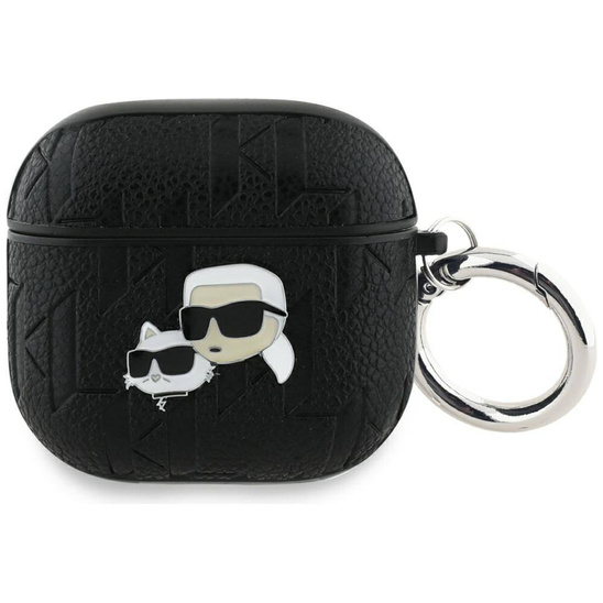 Oryginalne Etui APPLE AIRPODS 4 Karl Lagerfeld Cover Monogram Karl & Choupette Head czarne