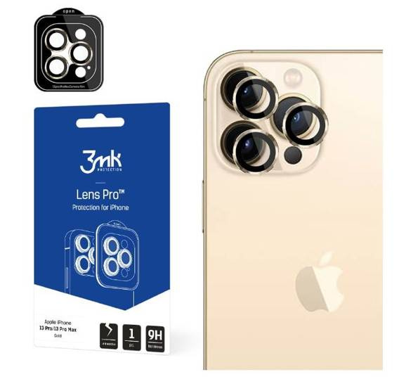 Tempered Glass for Camera IPHONE 13 PRO / 13 PRO MAX 3MK Lens Protection Pro gold