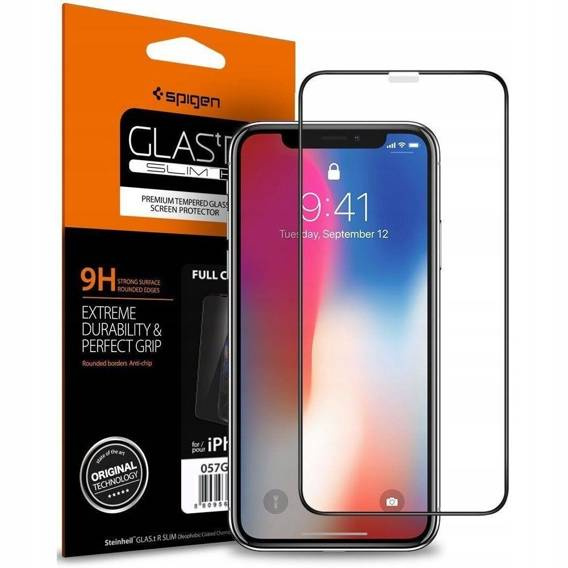 Tempered Glass IPHONE XR Spigen ALM Glass FC black