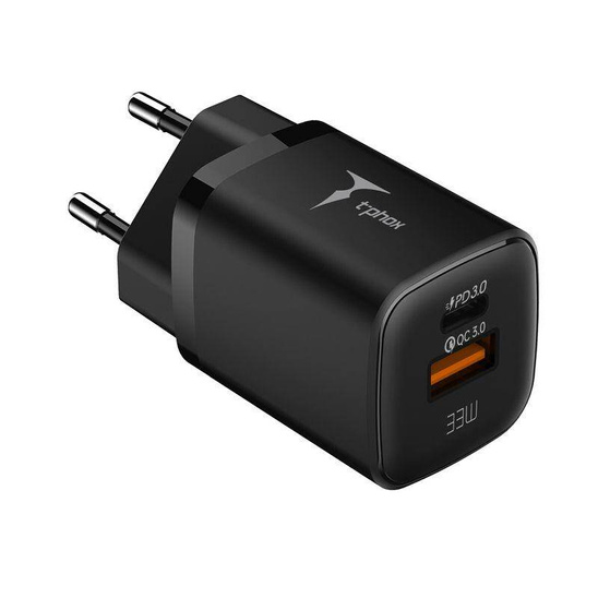 Wall Charger 33W USB + USB-C T-PHOX HANDY SERIES T-PP08 black