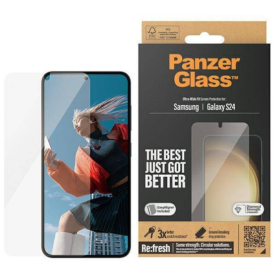 Tempered Glass SAMSUNG GALAXY S24 PanzerGlass Ultra-Wide Fit Screen Protection with the Applicator (7350)