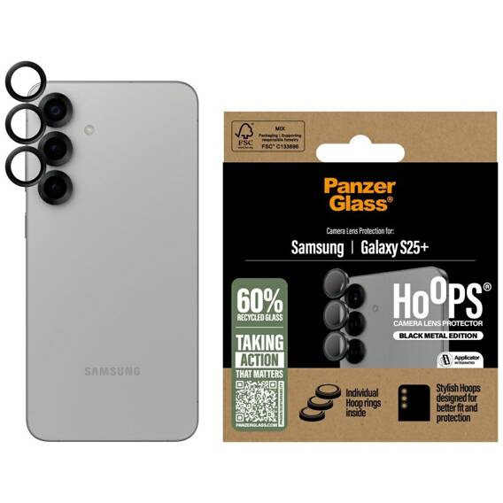 Tempered Glass for Camera SAMSUNG GALAXY S25+ PanzerGlass Hoops Lens Protector black