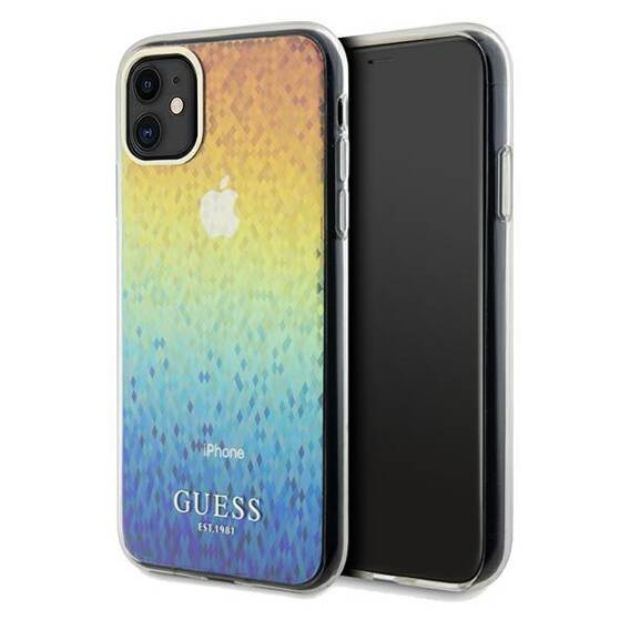 Original Case IPHONE 11 / XR Guess Hardcase IML Faceted Mirror Disco Iridescent (GUHCN61HDECMI) multicolored