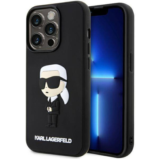 Oryginalne Etui IPHONE 14 PRO Karl Lagerfeld Hardcase Rubber Ikonik 3D (KLHCP14L3DRKINK) czarne