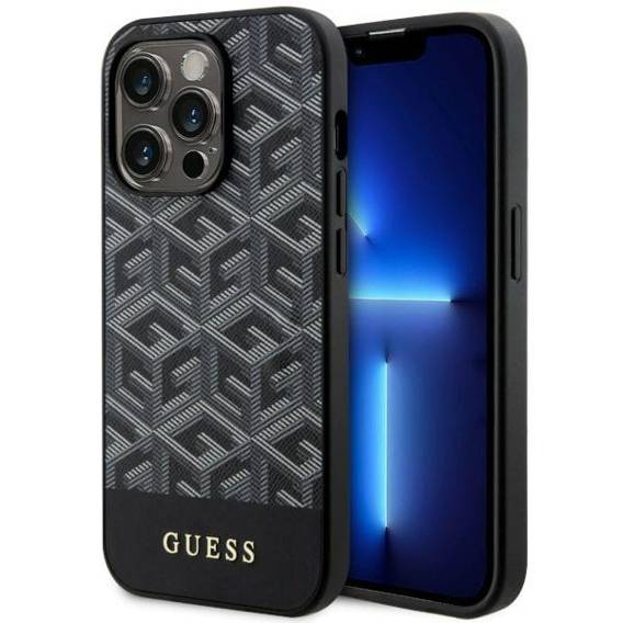 Original Case IPHONE 14 PRO Guess Hardcase GCube Stripes MagSafe (GUHMP14LHGCFSEK) black