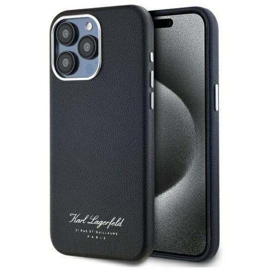 Original Case IPHONE 15 PRO MAX Karl Lagerfeld Hardcase Hotel RSG (KLHCP15XPGWCMKHK) black