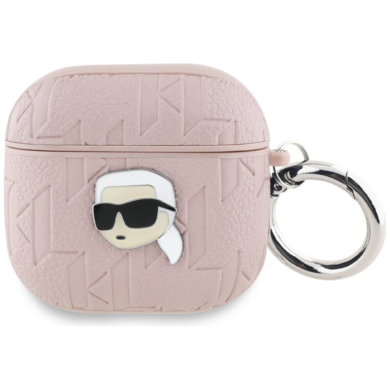 Oryginalne Etui APPLE AIRPODS 4 Karl Lagerfeld Cover Monogram Karl Head różowe