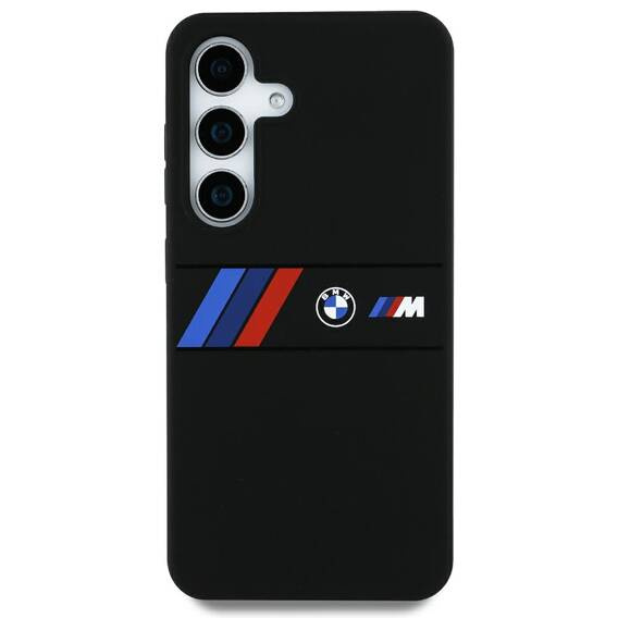 Etui SAMSUNG GALAXY S25 ULTRA BMW Silicone Middle Tricolor Stripes MagSafe czarne