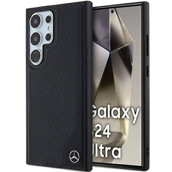 Original Case SAMSUNG GALAXY S24 ULTRA Mercedes Hardcase Leather Debossed Line MagSafe (MEHMS24L23RBGVK) black