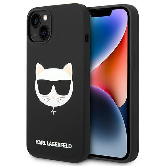 Oryginalne Etui IPHONE 14 PLUS Karl Lagerfeld Hardcase Silicone Choupette Head Magsafe czarne