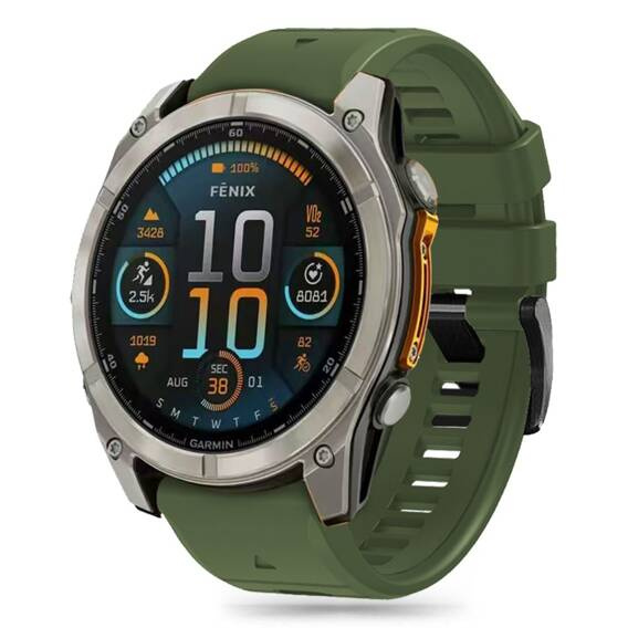 Strap for GARMIN FENIX 5X / 5X PLUS / 6X / 6X PRO / 7X / 8 (51MM) Tech-Protect Silicone Military green