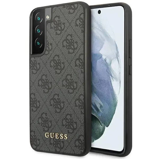 Original Case SAMSUNG GALAXY S23 Guess Hard Case 4G Metal Gold Logo (GUHCS23SG4GFGR) gray