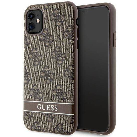 Oryginalne Etui IPHONE 11 / XR Guess Hardcase 4G Stripe (GUHCN61P4SNW) brązowe