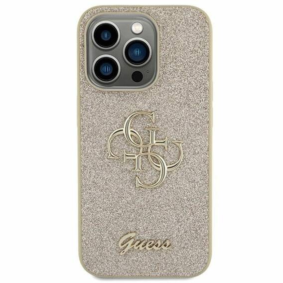 Oryginalne Etui SAMSUNG GALAXY S23 FE Guess Hardcase Glitter Script Big 4G (GUHCS23FEHG4SGD) złote