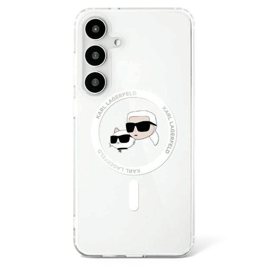 Case SAMSUNG GALAXY S25 Karl Lagerfeld Button Karl & Choupette Heads Printed Logo MagSafe white