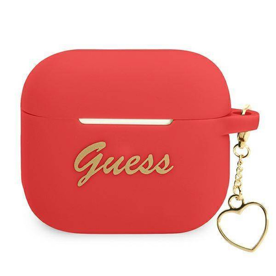 Oryginalne Etui APPLE AIRPODS 3 Guess Silicone Charm Heart Collection (GUA3LSCHSR) czerwone