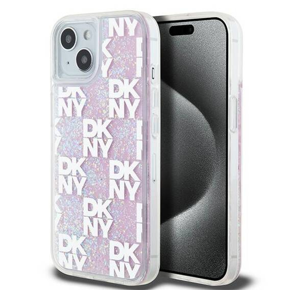 Original Case IPHONE 13 / 14 / 15 DKNY Hardcase Liquid Glitter Multilogo (DKHCP15SLCPEPP) pink