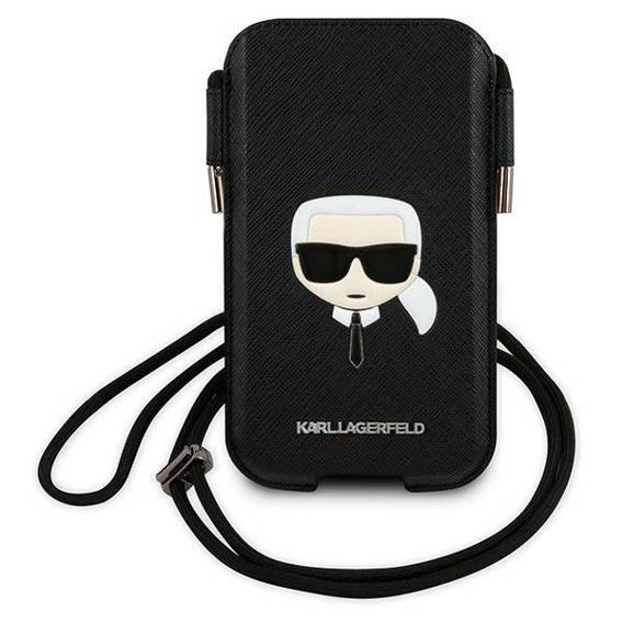 Bag Karl Lagerfeld 6,1" Hardcase Saffiano Ikonik Karl`s Head (KLHCP12MOPHKHK) black