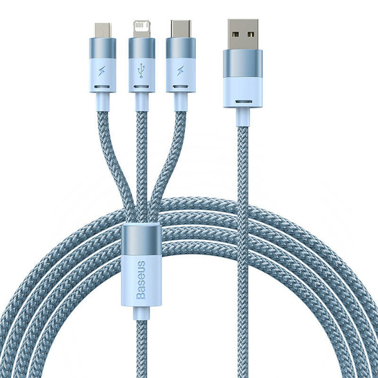 3in1 USB cable Baseus StarSpeed Series, USB-C + Micro + Lightning 3,5A, 1.2m (Blue)