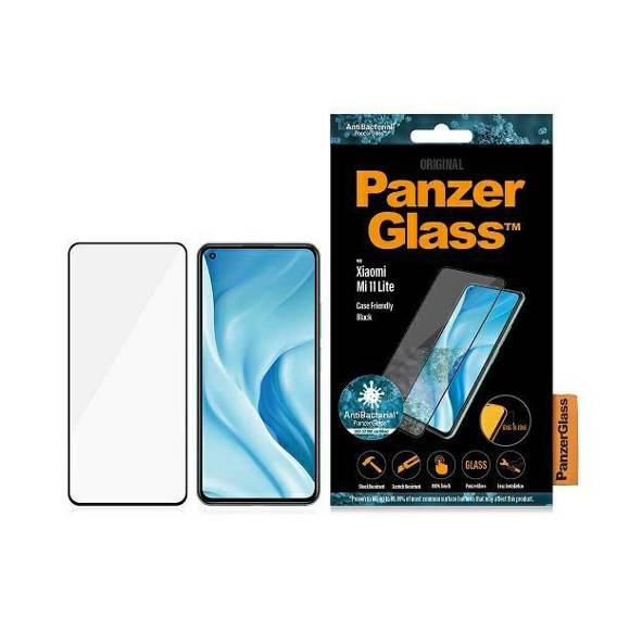 Szkło Hartowane 5D XIAOMI MI 11 LITE / 11 LITE NE / 5G PanzerGlass E2E Regular Case Friendly Antibacterial czarne