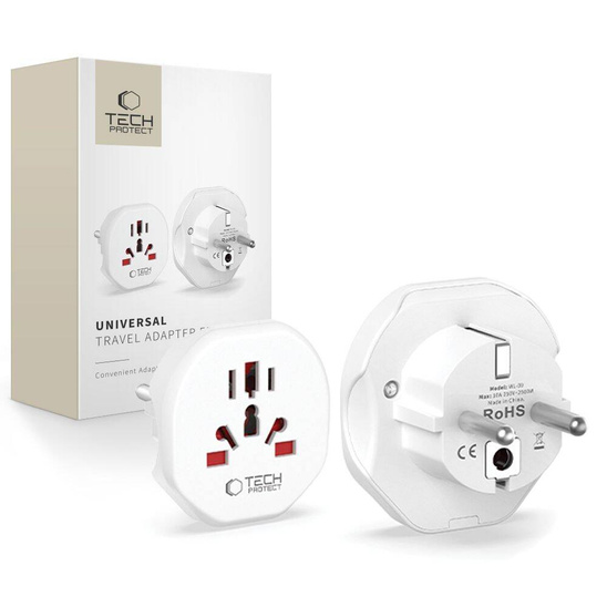 TECH-PROTECT UNIVERSAL TRAVEL ADAPTER FROM EU WHITE