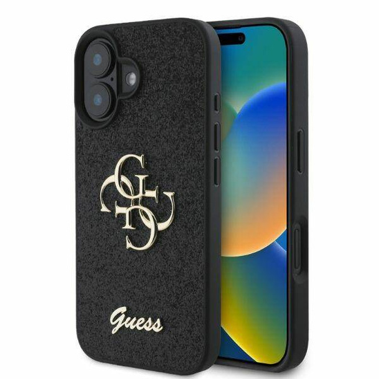 Original Case IPHONE 16 Guess Hardcase Fixed Glitter Big 4G (GUHCP16SHG4SGK) black