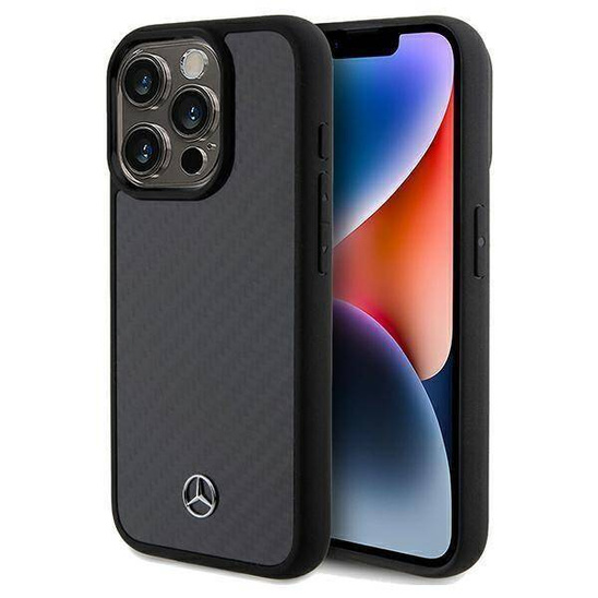 Original Case APPLE IPHONE 15 PRO Mercedes Hardcase Carbon Fiber Dynamic (MEHCP15LRCABK) black