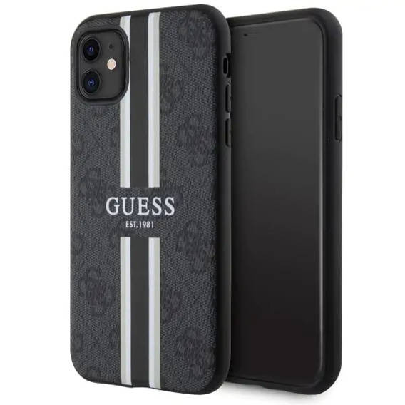 Original Case IPHONE 11 / XR Guess Hardcase 4G Printed Stripe MagSafe (GUHMN61P4RPSK) black