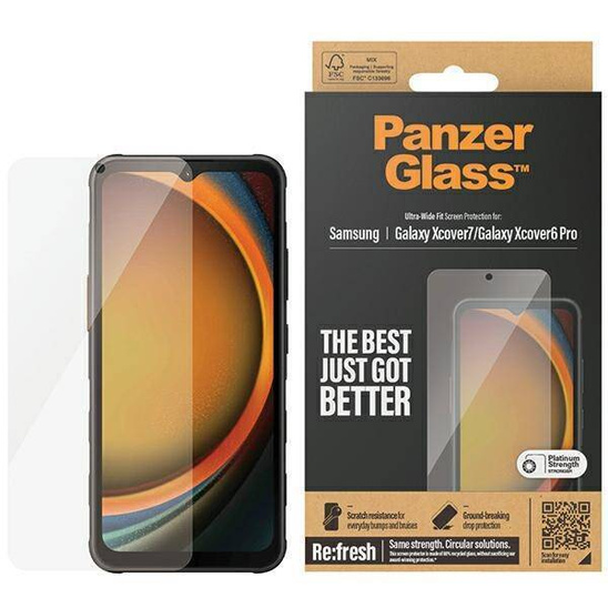 Tempered Glass SAMSUNG XCOVER7 / XCOVER6 PRO PanzerGlass Ultra-Wide Fit Re-Glass Screen Protection (7365)