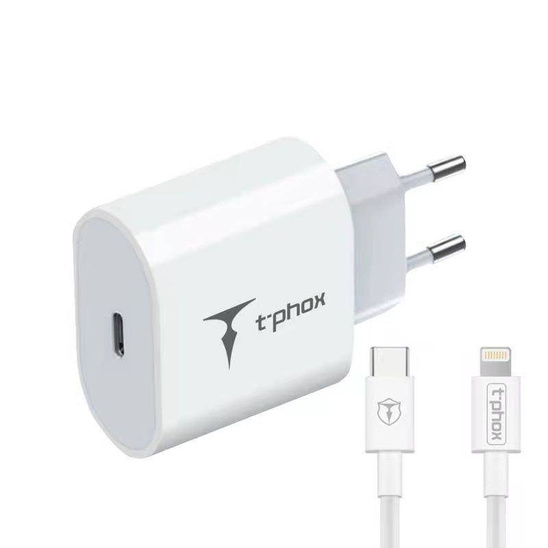 NETWORK T-PHOX ISPEED 20W + USB-C/LIGHTNING WHITE CABLE