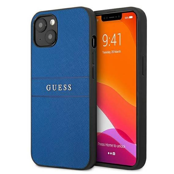 Original Case IPHONE 13 MINI Guess Saffiano Strap (GUHCP13SPSASBBL) blue