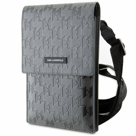 Bag Karl Lagerfeld Saffiano Mongram Plaque (KLWBSAMSMG) silver