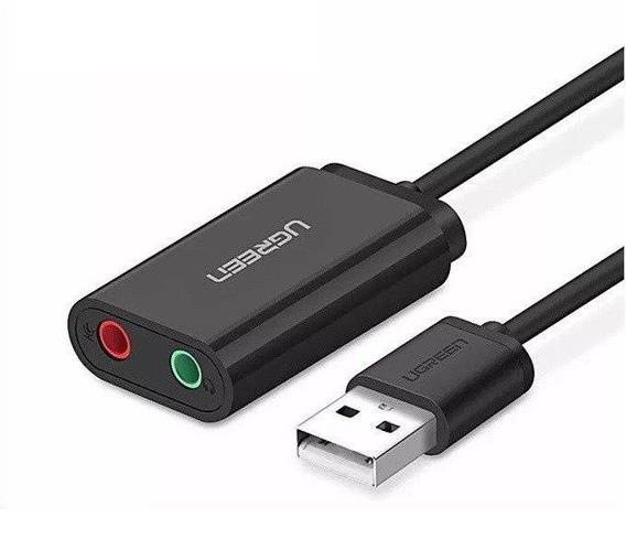 External USB audio card UGREEN 15cm (black)