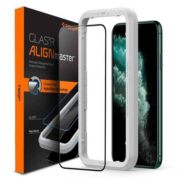 Szkło Hartowane IPHONE 11 PRO MAX Spigen ALM Glass FC czarne