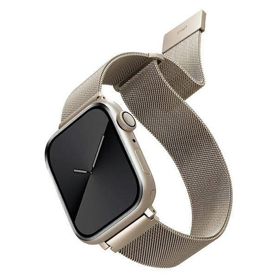 Pasek do APPLE WATCH 4 / 5 / 6 / 7 / 8 / SE (42 / 44 / 45 MM) UNIQ Dante Stainless Steel srebrno-złote