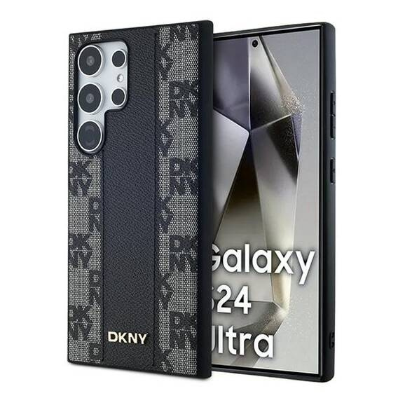 Original Case SAMSUNG GALAXY S24 ULTRA DKNY Hardcase Leather Checkered Mono Pattern MagSafe (DKHMS24LPCPVSLK) black