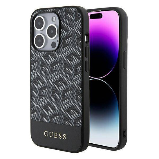 Original Case APPLE IPHONE 15 PRO Guess Hardcase GCube Stripes MagSafe (GUHMP15LHGCFSEK) black