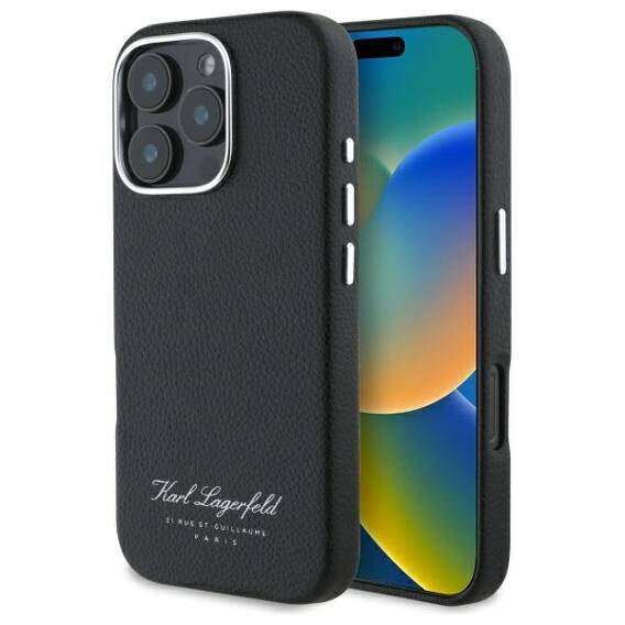 Original Case IPHONE 16 PRO Karl Lagerfeld Hardcase Hotel RSG (KLHCP16LPGWCMKHK) black