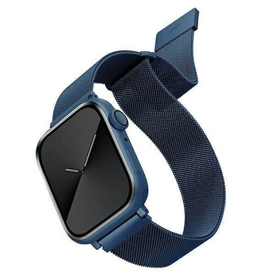 Strap for APPLE WATCH 4 / 5 / 6 / 7 / 8 / SE (38 / 40 / 41 MM) UNIQ Dante Stainless Steel blue