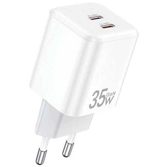 AWEI ład. siec. PD65-EU 35W 2x USB-C biała/white GaN