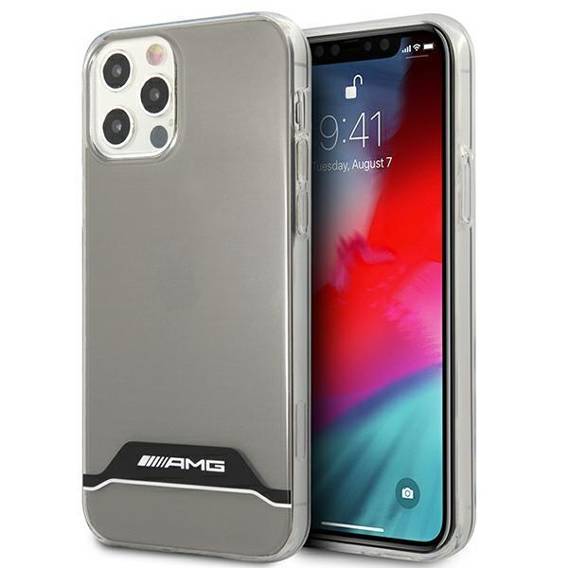 Etui IPHONE 12 / 12 PRO Mercedes AMG Hardcase Electroplate Black&White (AMHCP12MTCBW) transparentne